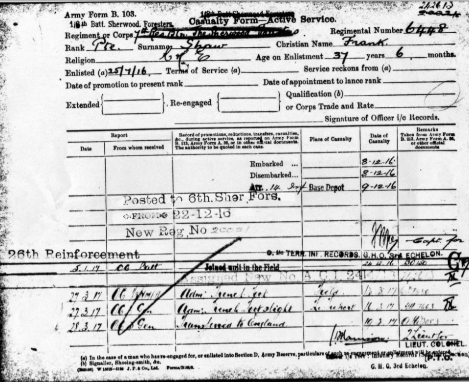 242613 shaw 26th Reinforcement