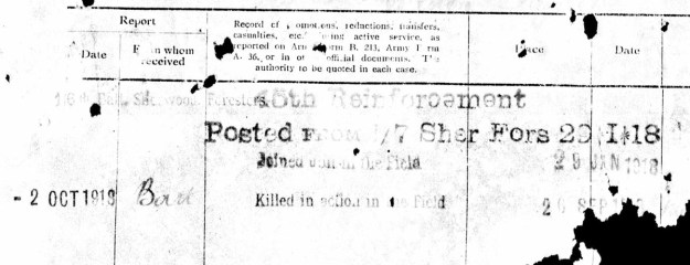 On this day 26th September 1918 | Derbyshire Territorials in the Great War