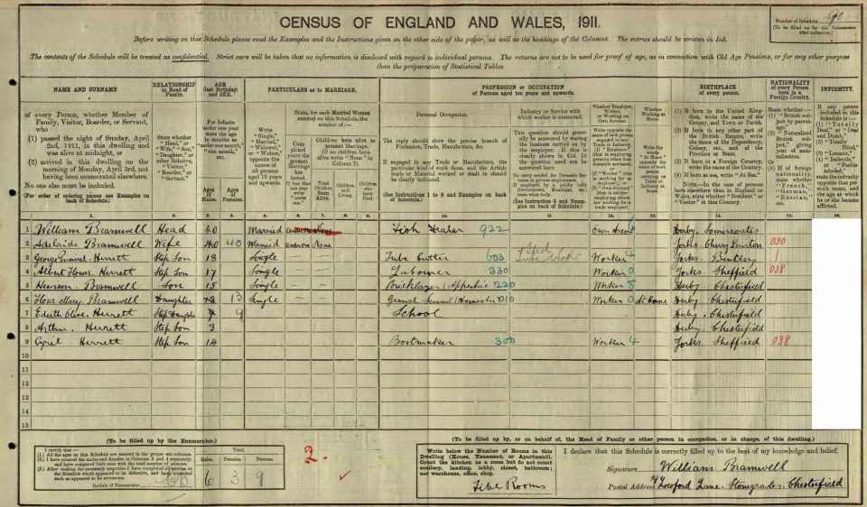 Bramwell 1911 Census