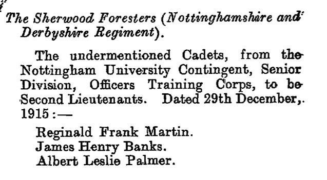 Palmer Albert Leslie LG December 1915