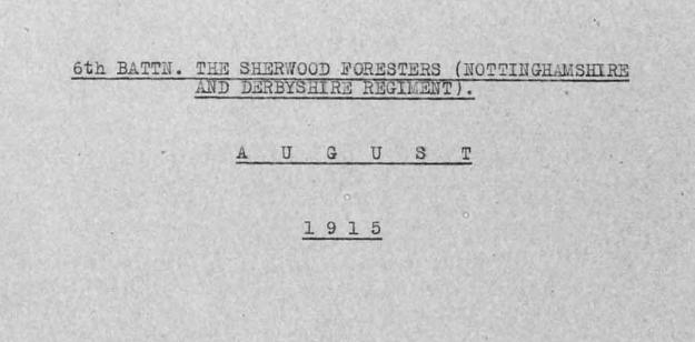 War Diary August 1915