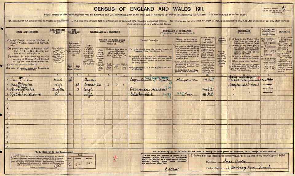Overton 1911 Census