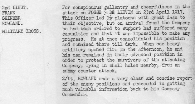 Rowland MC April 1917