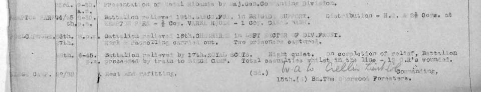 15th Battalion Nov 1917