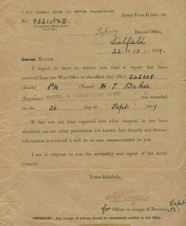 Harry Baker wounding