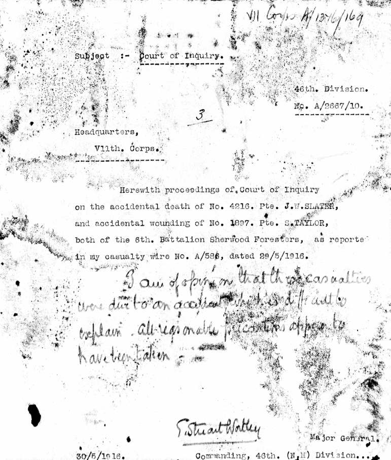 On this day 28th May 1916 | Derbyshire Territorials in the Great War